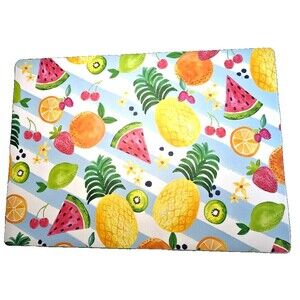 Pineapple Watermelon Kiwi Placemats Vinyl Beach House Foam Back Summer Set of 4